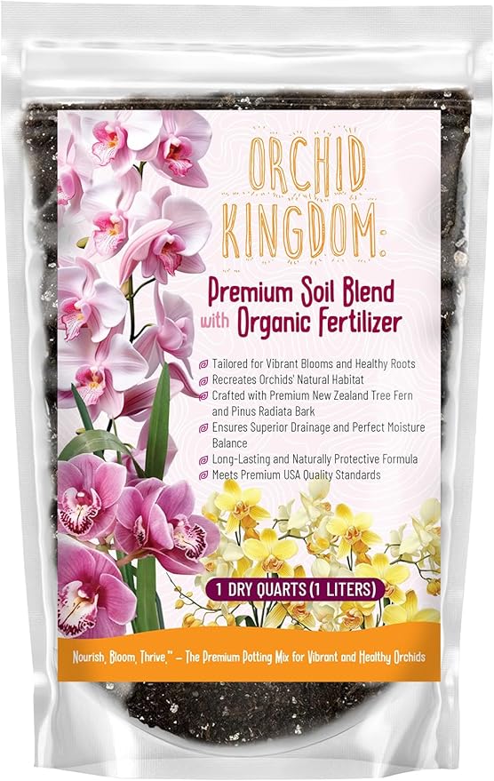 Orchid Potting Mix – Orchid Bark, Sphagnum Moss, Tree Fern & Perlite for Repotting Phalaenopsis Orchids, Indoor Plants, Orchid Soil Medium – Sustrato para Orquídeas (1 Quart)