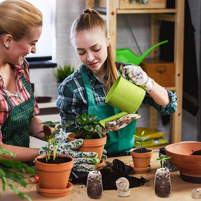 Bekith 200 Pcs 30mm Compressed Coco Coir Fiber Potting Soil, Organic Coco Coir Pellet Fiber Soil, Coconut Coir Pellets Seed Starter Soil for Planting Bonsai, Flower, Herbs, Vegetables