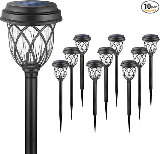 10 Pack Solar Lights Outdoor Garden Pathway Solar Powered Yard Lights for Walkway Sidewalk Driveway.