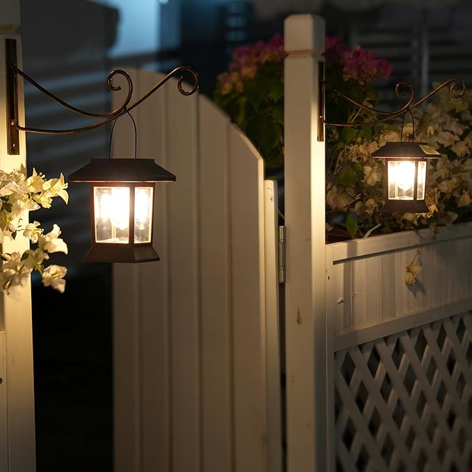 Solar Pathway Lights Outdoor Waterproof IP65, Brown Solar Lights Outdoor with Hook 6PK, Upgraded 1000mAH Battery, Up to 12Hrs, Auto On/Off, Garden Decor for Yard, Driveway, Walkway (Bulb)