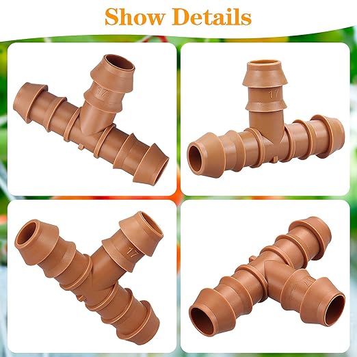 24 Pieces Drip Irrigation Barbed Tee Fittings for 1/2” Tubing (0.600”ID) - Drip Tees (17mm) Irrigation Tubing Connectors for Drip Sprinkler Garden Lawn Systems