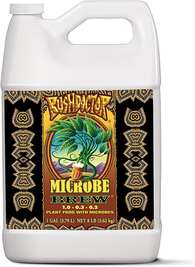 FoxFarm Bushdoctor Microbe Brew - Liquid Macro & Micronutrients, Enhances Root Efficiency, Growth & Nutrient Uptake - Soil Revitalizer- NPK 1.0-0.3-0.2 (Gallon)