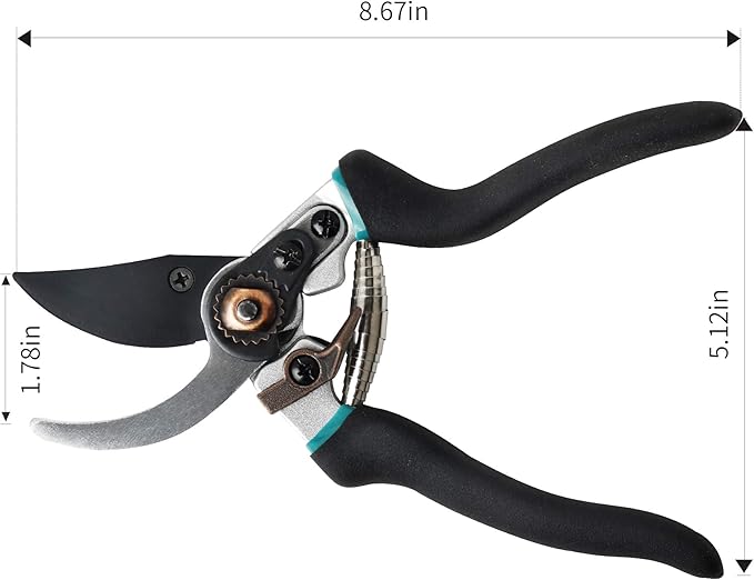Flora Guard Pruning Shears 8.6" Bypass Garden Shears, Professional Ultra Sharp Sk5 Steel Garden Clippers, Heavy Duty Durable Ergonomic handle Plant Cutting Scissors Tools, Yard Hedge Branch Trimmer