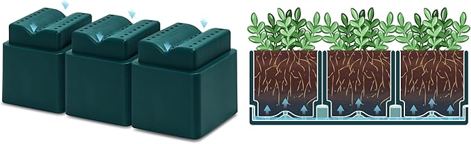 D'vine Dev Herb Garden Planter Set, Plastic Plant Pots with Drainage and Saucer, Indoor Succulent Cactus Vegetable Pot for Windowsill, Garden Balcony, Green, Set of 2, 76-V-C-2