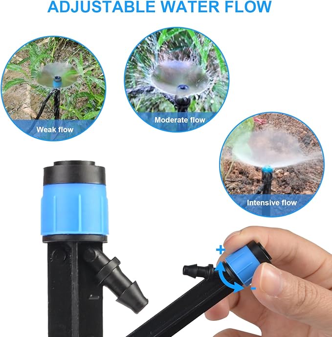 60PCS Drip Irrigation Emitters - Drip Emitters for 1/4 Drip Irrigation Tubing Drip Irrigation Parts Include 30* Emitters Vortex & 30* Emitters Stream Plant Watering Devices for Drip Irrigation System