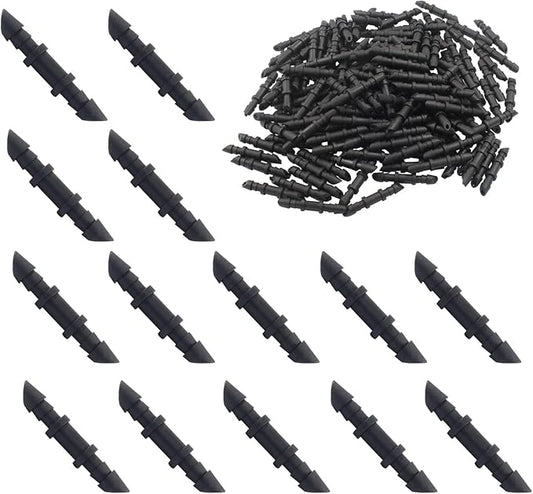 300 Pcs Barbed Connectors Drip Irrigation Fittings, 1/4 Inch Drip Irrigation Coupling, Straight Coupling/Single Barbed Coupling Fittings for Universal 1/4 Inch Irrigation Tubing (Black)