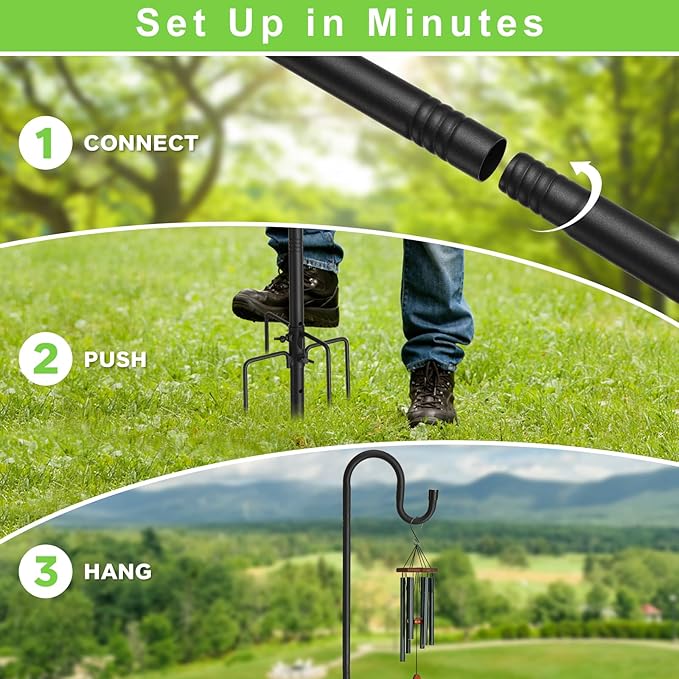 Shepherds Hooks, 78" Bird Feeder Pole for Outdoor, 4/5” Thick Hummingbird Feeders Stand Heavy Duty, Hanging Plant Hanger Stake with 5-Prong Base, Metal Shepard Stick