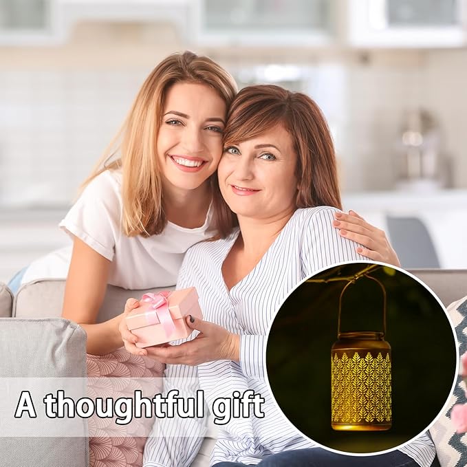 Solar Lanterns Outdoor Waterproof - Birthday Gifts for Women, Men, Mom, Mothers Day Gifts, Solar Lights Outdoor Hanging Garden Decor for Outside, Patio, Outdoor, Yard, Lawn, Balcony Grass