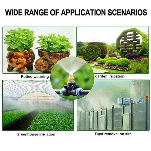 66FT Copper Atomizer Hanging Plant Watering System, Greenhouse Mist Drip Irrigation Kit, Garden Watering with Blank Tubing and Misting Nozzles, Quick Connector Design Automatic Irrigation System.