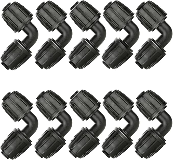Drip Irrigation Elbow Accessories, 1/2 Inch Lock Barb Elbow Connector (1/2" ID x 0.640" OD) Drip Irrigation Connector for Use In Garden Drip Irrigation Systems (10Pcs)