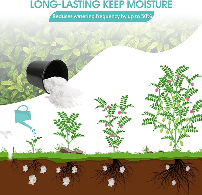 3LB Water Storing Crystals Powder for Plants with Spoon, Water Gel Solves Plant Over-Watering and Drought Problems, Keeps The Soil Moist, Water Storing Polymer Crystals for Plants Candle - by Oycevila