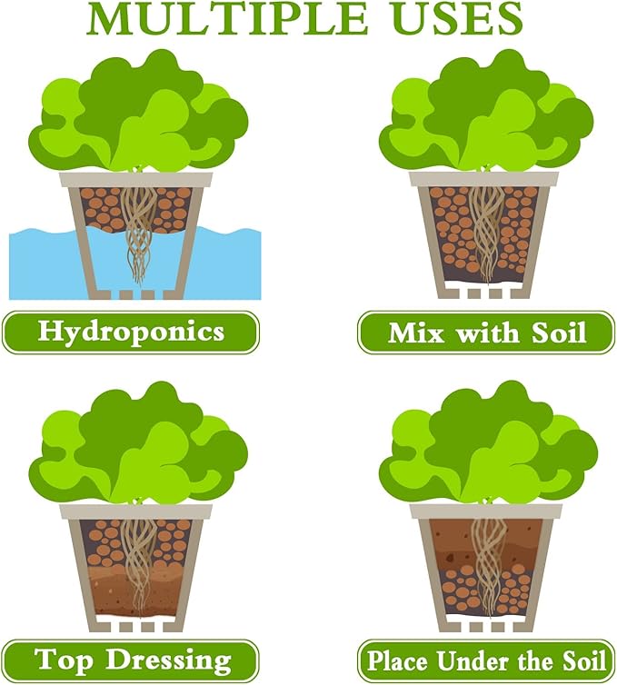 Halatool 10LB Leca Clay Pebbles for Plants 4mm-16mm Clay Balls 100% Natural Hydroton Leca Balls for Indoor Plants Hydroponic Growing Gardening Orchids Drainage Decoration Aquaponics