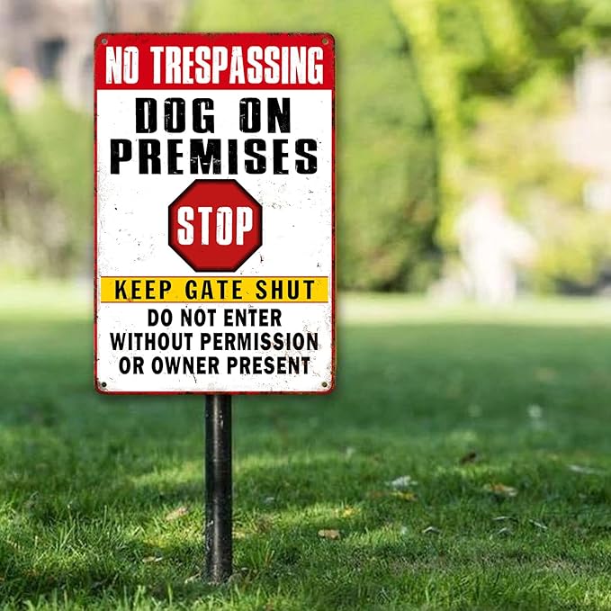 Beware Of Dog Signs For Fence No Trespassing Dog On Premises Sign For Garden Dogs Warning Signs For Property Funny Metal Tin Signs Dog In Yard Sign Do Not Enter Sign 12 X 8 Inch