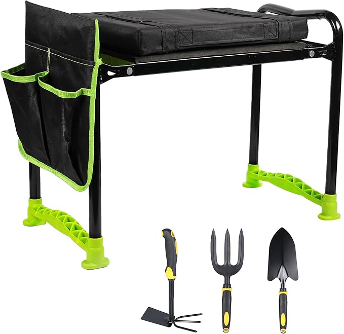 Heavy Duty Garden Kneeler and Seat - Gardening Tools and Foam Kneeling Pad Included - 2025 Upgraded Widened & Wear-Resistant Bench, Prevent Knee and Back Pain Gardening Gift for Men, Women & Seniors