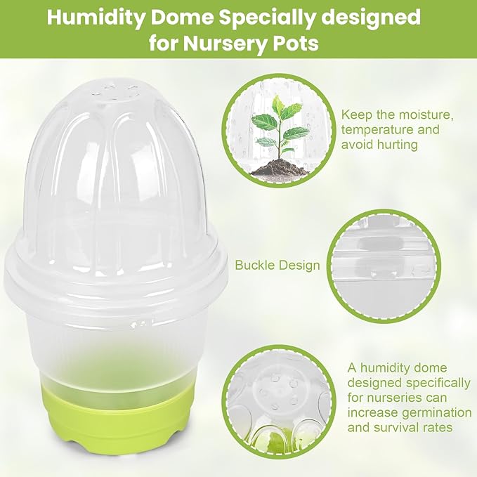 Clear Nursery Pots for Plants with Lid,30 Packs Seed Starting Pots 4 inch Plastic Plant Pot Seedling Pots with Drainage Holes Plant Nursery Pots Seed Starting Pot Silicone Base