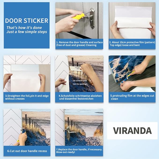 3D Door Wallpaper Self-Adhesive Door Sticker - Wooden Stairs - Door Film Poster Premium PVC Waterproof Wall Sticker for Bedroom Living Room Door Decoration Wallpaper 88 x 200 cm