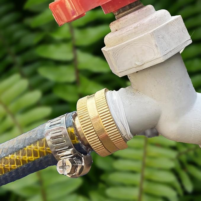 5/8" Barb x 3/4" Female GHT Thread Swivel Brass Garden Water Hose Pipe Connector Copper Fitting with Stainless Clamp House/Boat/Lawn/Power Wash/Irrigation