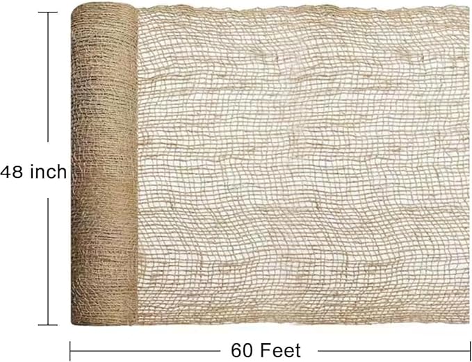 Agfabric Natural Jute Erosion Control,Jute Netting -48" Wide x60 feet Long Soil Saver Mesh Blanket