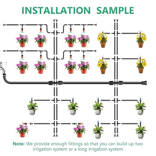 265FT Automatic Drip Irrigation System,Quick Connector Garden Watering System Sprinkler System Kit for Lawn Raised Bed Greenhouse Plant Watering System with 1/4'' Tubing,Drip Emitters,Connectors