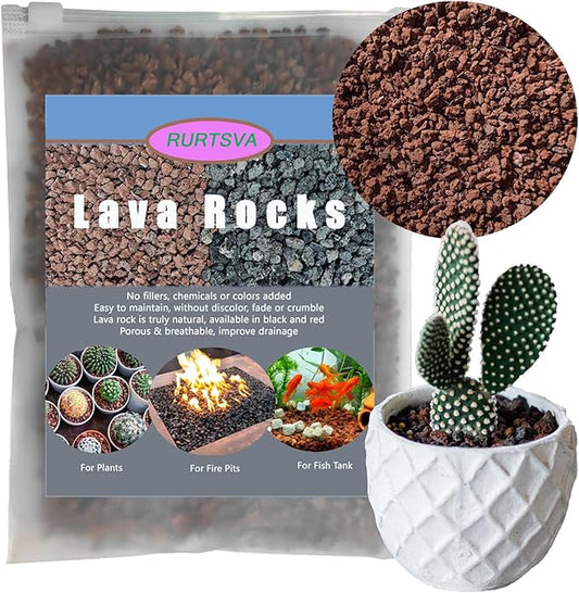 Lava Rocks for Plants, 5lbs Volcanic Stones Gravel Horticultural Drainage Potting Soil for Indoor Outdoor Plants, Succulents, Bonsai, Cactus, Vase Fillers, Top Dressing (5LBS, RED, 1)