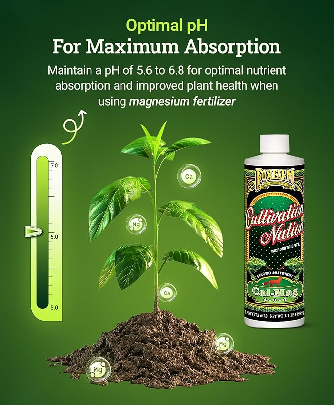 Fox Farm Cultivation Nation Cal-Mag Supplement - Formula with 3% Calcium & 1% Magnesium for Flowering & Fruiting, Ideal for Hydroponics, Soil, & All Growing Environment, NPK 4-0-0 (1 Pint)