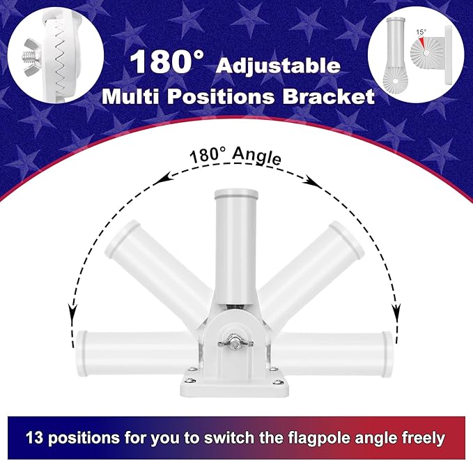 ZMTECH 5FT Flag Pole Kit with Solar Light and Proud American Flag, Adjustable Bracket and Upgraded Tangle-Free Ring 1" Stainless Steel Flagpole for Day and Night, Residential, Commercial, White