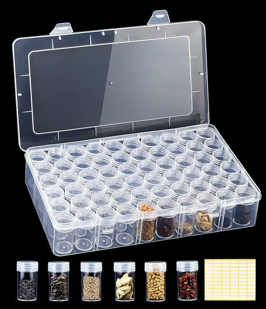60 Slots Seed Storage Box, Seeds Storage Organizer with Label Stickers(seeds not included), Seed Container Storage used for Flower Seeds, Vegetable Seeds, Clover Seeds, Basil Seeds, Tomato Seeds