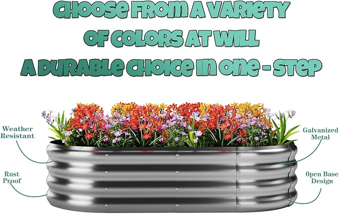 Galvanized Metal Planter Raised Garden Bed Kit for Gardening Outdoor，4x2x1ft 2 Planter Grow Garden Box Raised Flower Bed，Long Vegetable Clearance Herb Raised Garden Beds for Gardening Black