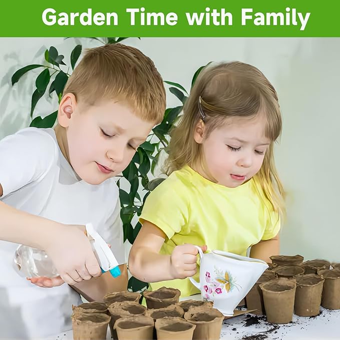 130 Pcs Organic Peat Pots, 4 Inch Nursery Pot Set, Round Plant Seedling Pots with Drainage Holes, Small Seed Starting Starter Tray Bulk, Garden Germination Container with 130 Plant Labels