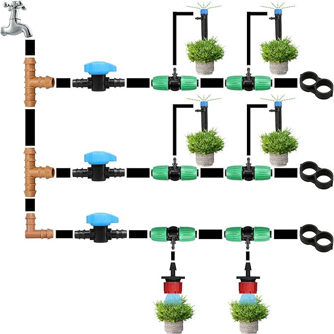 6 Pack Drip Irrigation 1/2 inch Barbed Valve, Drip Line Parts 1/2" Shut Off Valve Fits for 1/2 Inch Drip Irrigation Tubing (.570-.620" ID) for Drip or Sprinkler Systems