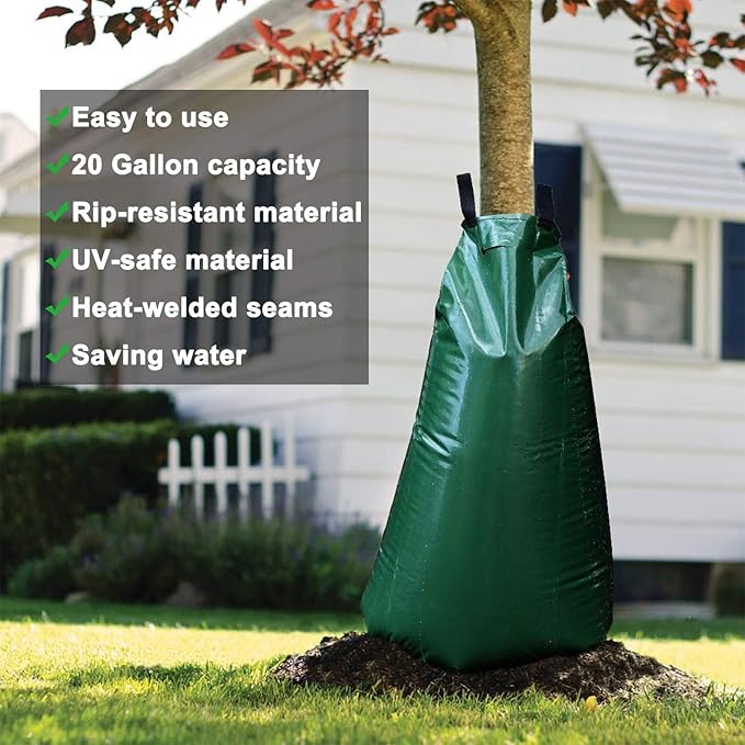 20 Gallon Tree Watering Bags, Reusable, Heavy Duty, Slow Release Water Bags for Trees, Premium PVC Tree Drip Irrigation Bags 5 Pack