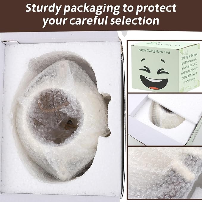 Large Size Swing Face Hanging Planter Pot for Indoor Outdoor Plants, Cute Swinging Plant Pot, Hanging Flower Pots, Face Planter Pot Head, Resin Succulent Planter, Valentines Day Gifts for Her