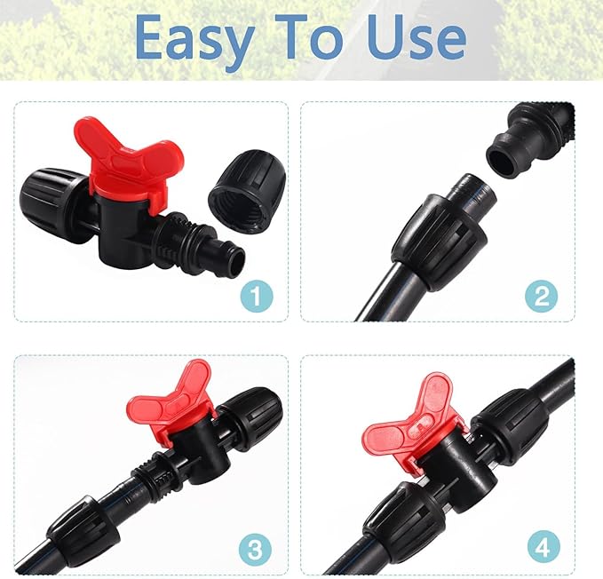 13 Pack Drip Irrigation Valve for 1/2 in Irrigation Tubing (1/2" Idx0.6-0.65" Od) Locked Barbed Ball Valve Drip Line Shut Off Valve Parts in Drip Irrigation Parts for Garden,16mm Drip Irrigation Parts