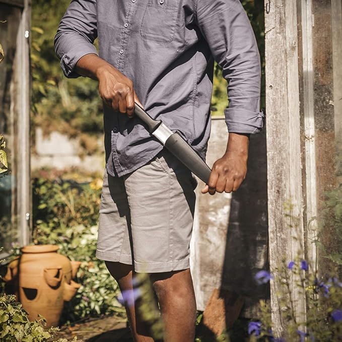 Fiskars Hori Hori Garden Knife with Sheath, Multi-Purpose Heavy Duty Gardening Hand Tool for Weeding, Planting, Digging with Hanging Hole