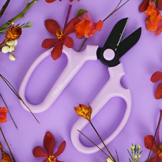 Flower or Garden Scissors with Black Carbon Steel Blades 6.7 Inch, Snapdragon (Lavender)
