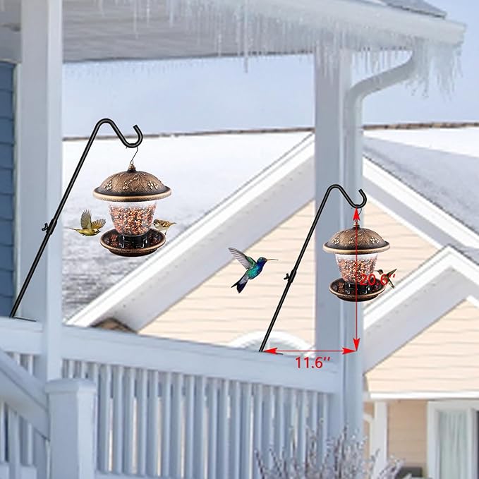 FEED GARDEN 2 Pack 29 Inch Adjustable Deck Hook,Solid Steel Deck Hangers for Bird Feeders,Lanterns, Flower Basket and Suet Baskets with Clamp,Black