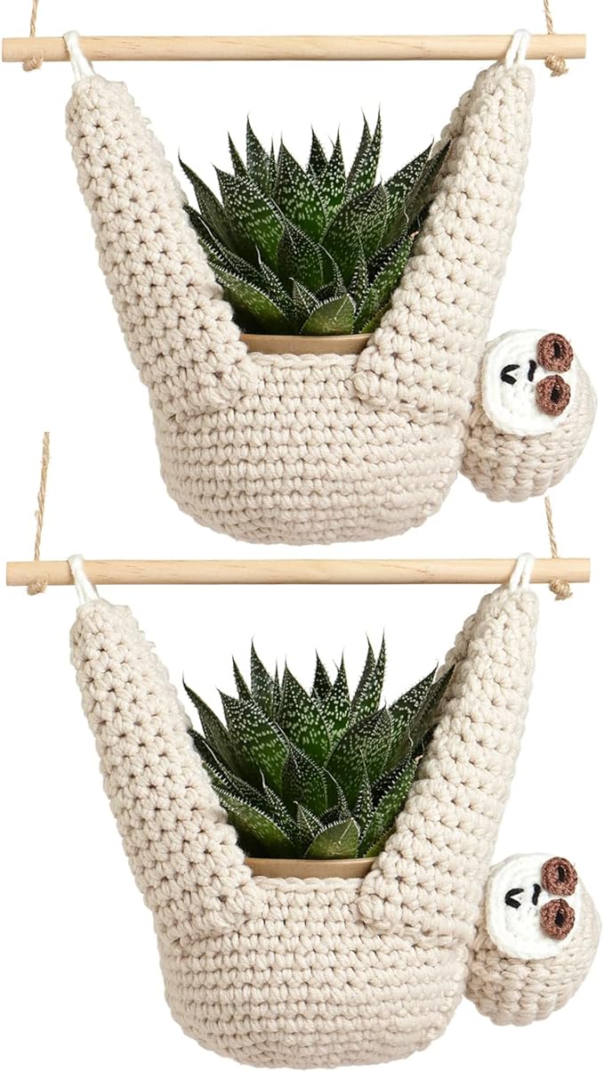 Sloth Gifts Sloth Plant Hanger for Succulent Pot Hanging Planter for Plant Lovers Home Decor Planter Macrame Plant Hanger | 5 Inch Plant Holder