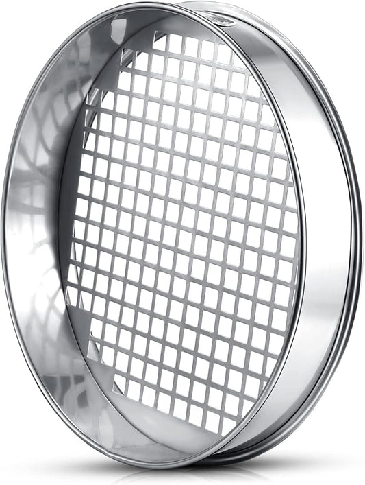 11.81 Inch Sand Sifter Sieve for Gardening Sand Sifter Garden Dirt Sifter for Rocks Stainless Steel Soil Riddle Sieve Mesh Filter Compost Screen 12.5 mm in Hole Size Bonsai Gardening Tool