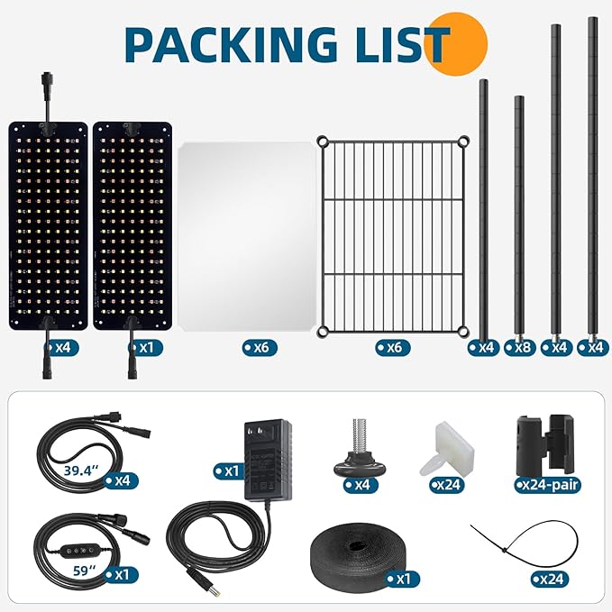 Barrina Plant Stand with Grow Lights, 6-Tier Plant Shelf with 5-Pack 50W Full Spectrum Ultra-Thin Grow Light Panel, 3 Modes, Auto Timer, Ladder Flower Pot Stand Display Rack 15.7"L x 11.8"W x 70.9"H