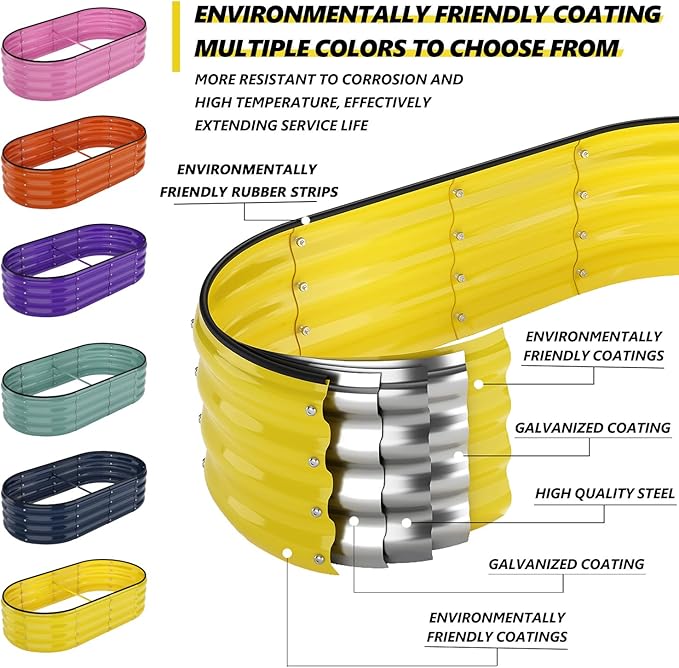 Galvanized Metal Planter Round Raised Garden Bed Kit for Gardening Outdoor，2x2x1ft Grow Garden Box Raised Flower Bed，Round Galvanized Planter Outdoor Metal Fire Pit Ring