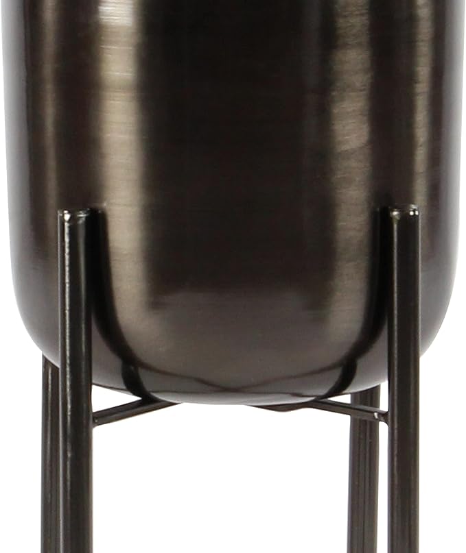 CosmoLiving by Cosmopolitan Metal Indoor Outdoor Planter Dome Large Planter Pot with Removable Stand, Set of 2 Planters 19", 22"H, Black