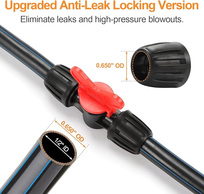 12 Pieces 1/2 Inch Drip Irrigation Valve Fittings, 1/2'' Barbed Shut Off Valve for 1/2 Inch Irrigation Tubing (1/2" ID x 0.640" OD) Anti-leak Straight Irrigation Parts for Garden System