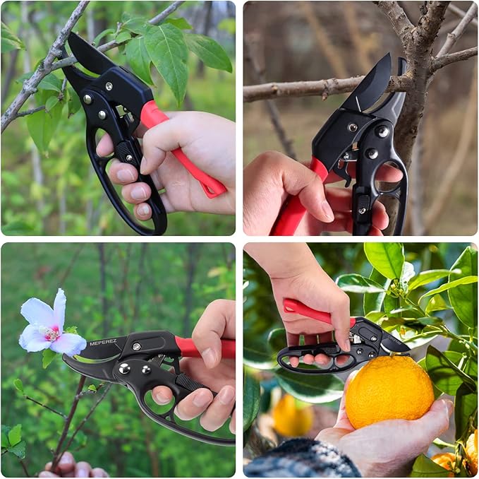 Garden Clippers, Premium Germany Pruners, Work 3 Times Easier, Professional Pruning Shears, Cutting Rose, Flower, Hedge, Stem, Sharp Scissors Gardening Tools, Arthritis Weak Hand Snips