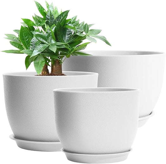 GARDIFE 12/10/9 inch Plant pots, Large planters for Indoor Plants, Flower pots, White