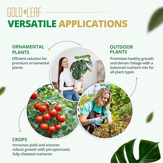 1 Gallon Gold Leaf Liquid Fertilizer Single-Step Plant Fertilizer with Every Essential Nutrient for Healthy Bigger Buds and Blooms, Optimized pH for Soil, Hydroponics, and Coco Growers