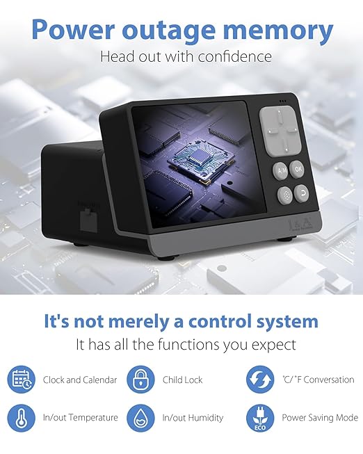 J&A Automatic Watering System for Potted Plants Drip Irrigation Kit Self-Watering System with Timer, Thermometer, Hygrometer for Indoor Plants, Grow Tent (Black)