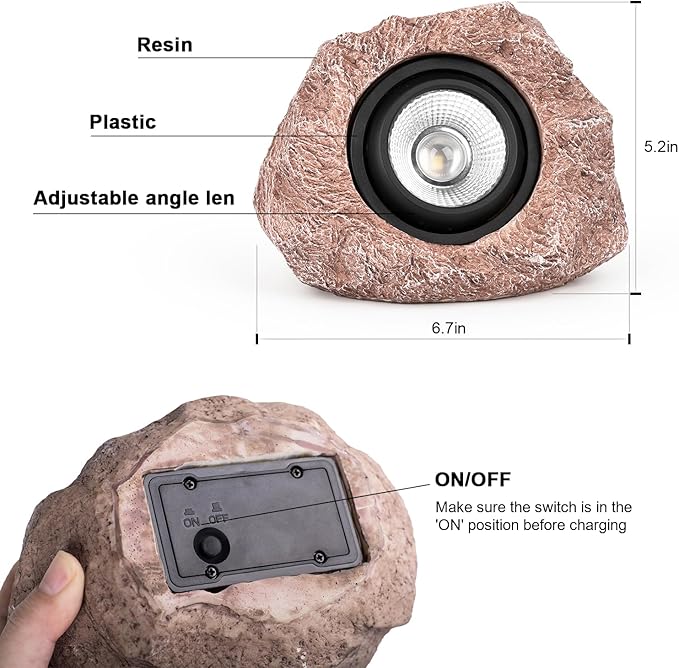 Solar Rock Lights, 4 Pack Solar Powered Waterproof LED Spotlights Decorative for Outdoor Garden, Pathway, Walkway, Yard, Landscape, Patio (Cool White)