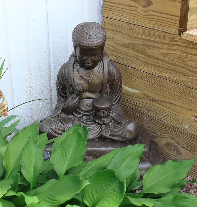 Emsco Group 92220 Lightweight Meditating Buddha Garden Statue, 24", Bronze