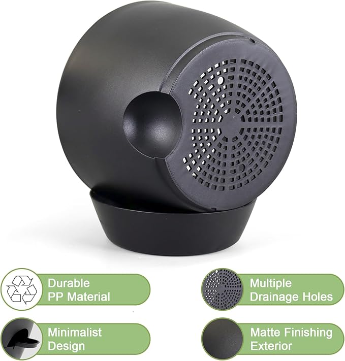 12 inch Large Self Watering Pots, Flower Plant Pots with Multi Mesh Drainage Holes for Indoor Outdoor Garden Plants and Flowers, Plastic Planters with Removable Deep Reservoir, Black