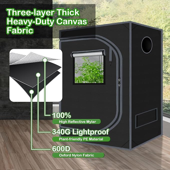 Grow Tent 36"x60"x78" Growing Tents for Indoor Plant 600D Mylar Hydroponic High Reflective Grow Room for Plant Fruit Flower Veg Growing